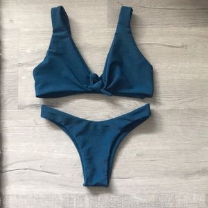 Teal Ribbed Bikini